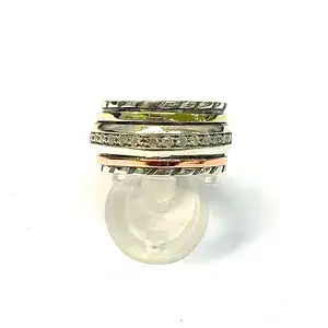 Gold and Silver spinner ring with zircon stones