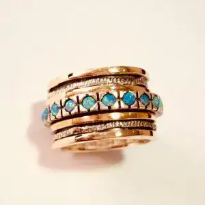 Blue Opal Stones Spinner Ring