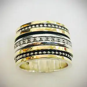 Gold and Silver Ring With Zircon Stones