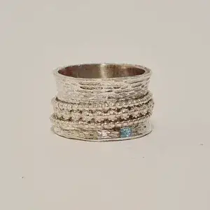 Silver Spinner Ring for Women, Floral Ring